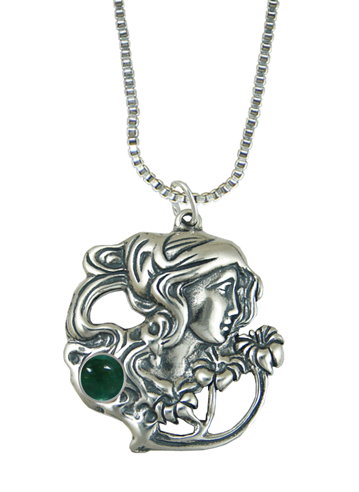 Sterling Silver Garden Woman Maiden Pendant With Fluorite